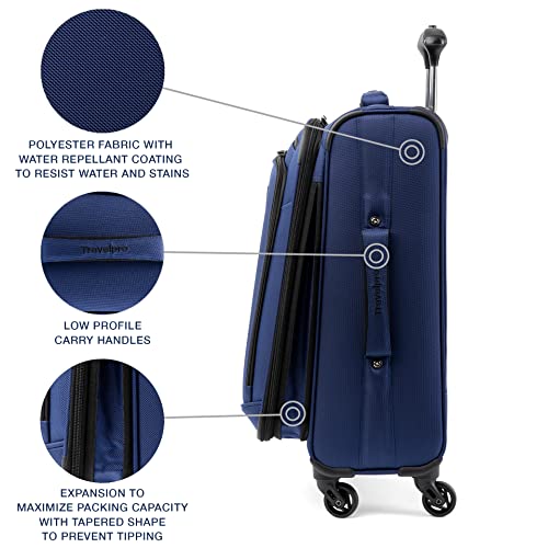 Travelpro Runway 2-piece Luggage Set, Carry on Softside Expandable 4-Wheel Spinner Suitcase & Carry on UnderSeat Luggage Soft Tote Bag, Men and Women, Blue