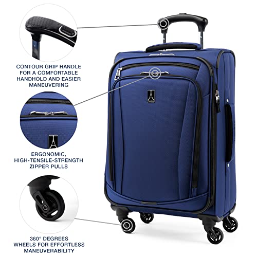 Travelpro Runway 2-piece Luggage Set, Carry on Softside Expandable 4-Wheel Spinner Suitcase & Carry on UnderSeat Luggage Soft Tote Bag, Men and Women, Blue