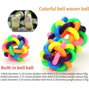 2 Pieces Parrot Colorful Bell Ball Parrot and Bird Toy Ball Bell Toy Rubber Ball for Bird Grinding Teeth Chewing Ball Beak Jingle Mynah Budgerigar (Medium)