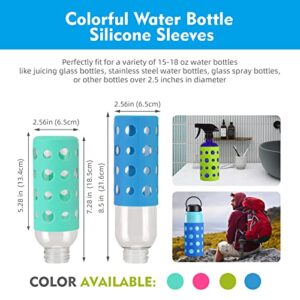 4 Pack Water Bottle Silicone Sleeve, Silicone Protective Holders for Glass Water Bottle, Slip Resistant & Durable Protective Covers for Smoothie, Drinks, Juice, Milk Bottles (Colorful)