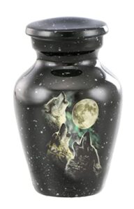 adult cremation urns for ashes- adult classic 3 wolves pictured cremation urn for human ashes, completely handicrafted with velvet protection bag,… (keepsake qty-1)