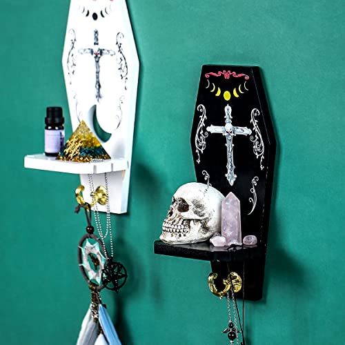 Pracaniz Pack of 2 Small Coffin Shelf for Horror Decor,Multifunctional Wall Shelf-Crystal Holder-Candle Holder-Key Holder,Witchy Decor as Witchy Gifts, Goth Decor&Spooky Home Decor