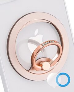 magnetic phone grip (maggo) removable phone holder stand adjustable finger ring grip compatible with magsafe for all smartphone/case (rose gold)