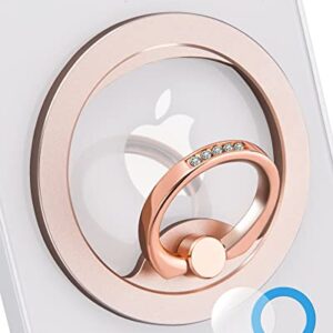 Magnetic Phone Grip (MagGo) Removable Phone Holder Stand Adjustable Finger Ring Grip Compatible with Magsafe for All Smartphone/Case (Rose Gold)