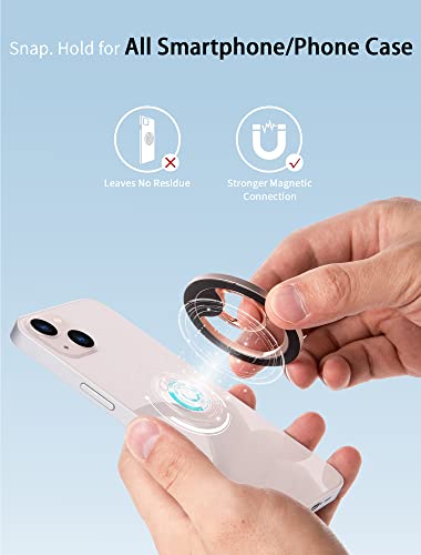 Magnetic Phone Grip (MagGo) Removable Phone Holder Stand Adjustable Finger Ring Grip Compatible with Magsafe for All Smartphone/Case (Rose Gold)