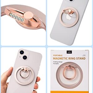 Magnetic Phone Grip (MagGo) Removable Phone Holder Stand Adjustable Finger Ring Grip Compatible with Magsafe for All Smartphone/Case (Rose Gold)