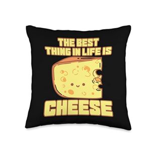 crazy about good cheese the best thing in life cheese dairy product throw pillow, 16x16, multicolor