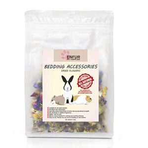 enfur hamster bedding habitat decor accessories 100g – 100% natural odor control edible dried flowers for hamsters rabbit chinchilla guinea pig small pets (dried flowers), 30cm x 20cm x 8cm