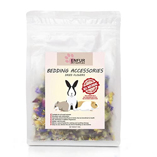 ENFUR Hamster Bedding Habitat Decor Accessories 100G – 100% Natural Odor Control Edible Dried Flowers for Hamsters Rabbit Chinchilla Guinea Pig Small Pets (Dried Flowers), 30cm x 20cm x 8cm