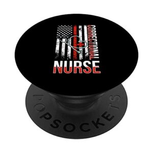 Proud Corrections Nurse US Flag Correctional Nursing PopSockets Swappable PopGrip