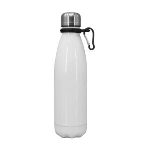 arkholy 17oz sublimation blanks sport water bottle stainless steel vacuum insulated drinking bottle tumbler keep hot& cold leak proof with hang carabiner (1pc white color)