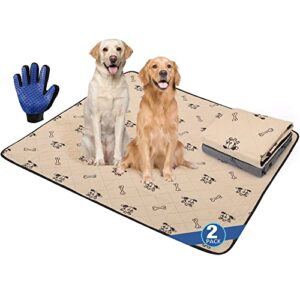 bulubaky upgrade heavy absorbency washable dog pee pads, reusable dog training pads, non-slip quick dry whelping pads for dogs, puppy pads for incontinence, crate, playpen (36''x72''-2pack)