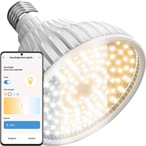 haus bright smart led grow light bulb - dimmable warm, cool & daylight | schedule & timer | full spectrum grow lights indoor plants | grow lamp | e26/27 | 20w with 288 ppfd