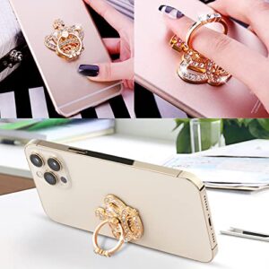 2 Pcs Crown Phone Ring Kickstand, Rhinestones Sparkling Phone Ring Kickstand,360 Degree Rotating Phone Ring Holder,Compatible with Most Mobile Phones