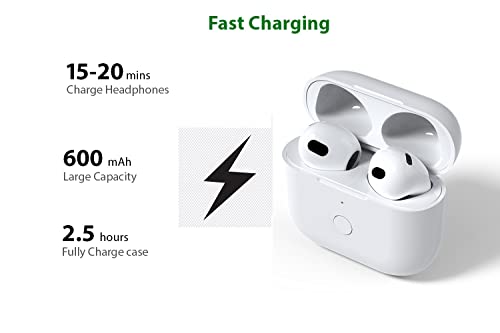 Newest Replacement Charging Case Compatible with AirPod 3rd Generation, Air pods 3 (Not for Airpod Pro) with Pairing Sync Button Without Earbuds, White