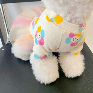 Pet Dress Cat Dog Tiered Layer Tutu Tulle Dogs Birthday Party Dresses Sweet Print Sweater Tulle Skirt Outfit Princess Girl Dog Clothes for Small Dogs