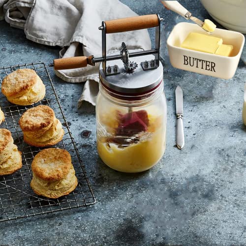 Manual Butter Churner Easy to Use Makes Homemade Butter in Minutes with Porcelain Butter Dish for Home Made Artisan Butter