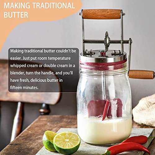 Manual Butter Churner Easy to Use Makes Homemade Butter in Minutes with Porcelain Butter Dish for Home Made Artisan Butter