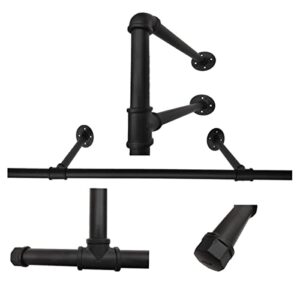 Industrial Pipe Wall Mounted Garment Rack,Hanging Clothes Rack,84.6 Inch Heavy Duty Detachable Garment Bar,Multi-Purpose Hanging Rod for Closet Laundry Room Storage Organization Retail Display Black