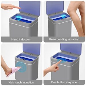 Touchless Trash Can with Motion Sensor with Lid, 4.2 Gallon Waste Bin Intelligent Induction Waterproof Trash Can, Household Kitchen Bathroom Office Smart Garbage Bin (Grey)