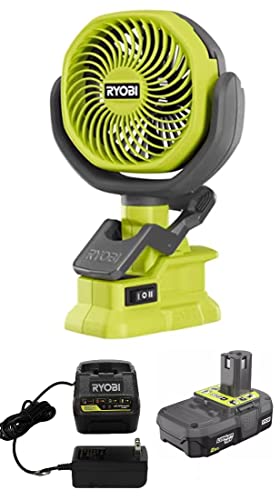 Techtronics Ryobi 18-Volt Personal Battery Powered Clip Fan Kit with 2.0 Ah Battery and Charger KIT (Renewed)