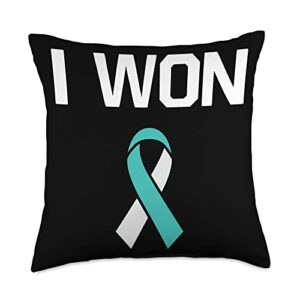 cervical cancer awareness gift for survivor i won-fighter warrior cervical cancer awareness throw pillow, 18x18, multicolor