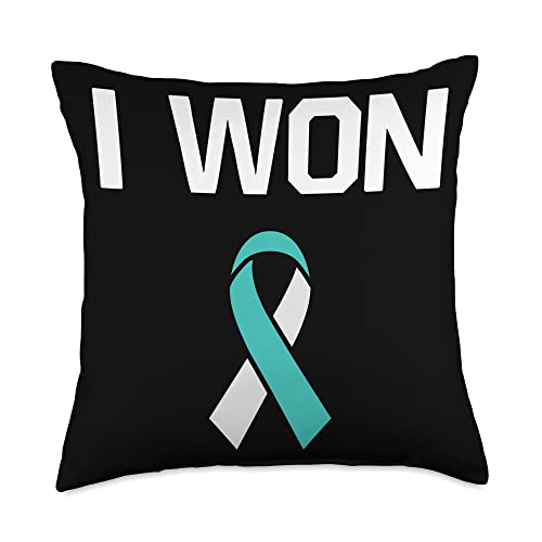 Cervical Cancer Awareness Gift for Survivor I Won-Fighter Warrior Cervical Cancer Awareness Throw Pillow, 18x18, Multicolor