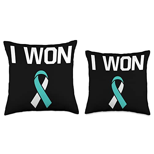 Cervical Cancer Awareness Gift for Survivor I Won-Fighter Warrior Cervical Cancer Awareness Throw Pillow, 18x18, Multicolor