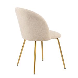 GIA Home Furniture Series Mid-Century Modern Dining Chair with Tufted Beige Velvet Upholstery, Set of 2, Gold