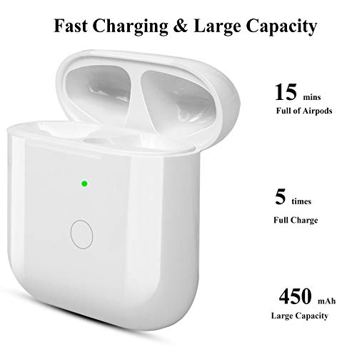 Airpods Charging Case Compatible for Airpods 1 2, Wireless Charger Replacement Case for Airpods 1&2, with Bluetooth Pairing Sync Button Without Earbuds