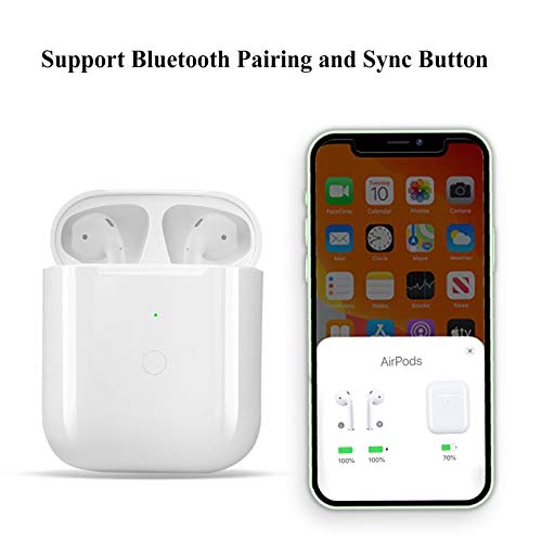 Airpods Charging Case Compatible for Airpods 1 2, Wireless Charger Replacement Case for Airpods 1&2, with Bluetooth Pairing Sync Button Without Earbuds