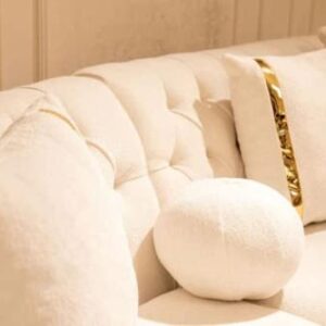 Luxury Modern Curve Sectional Sofa Lounge Chaise, Fully Assembled Medium Firm Boucle or Velvet Couches Black Ivory (Ivory Boucle 130'' Wide Sectional Chaise)