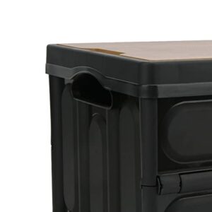 Folding Storage Box, Storage Box Removable 30L Portable Safe Thicken Multifunctional with Wooden Panel for Outdoor(Black)