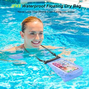 Waterproof Phone Pouch Up to 6.9", Floating Dry Bag for iPhone 13 12 11 Pro Max Galaxy S22 S21 Universal Waterproof Case Large Capacity Sunscreen Glasses Storage Dry Bag for Swimming Rafting Boating