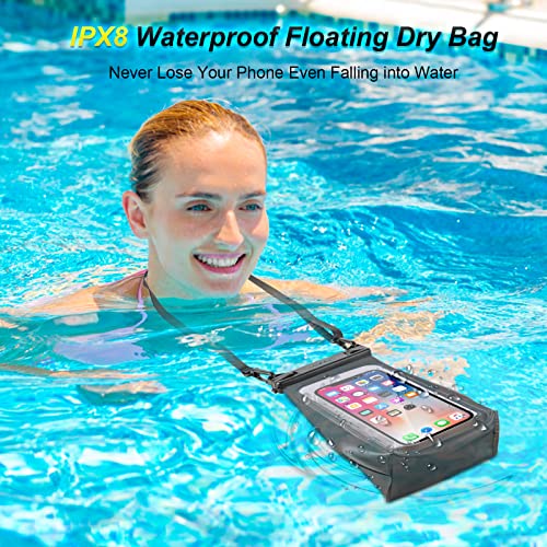 Waterproof Phone Pouch Up to 6.9", Floating Dry Bag for iPhone 13 12 11 Pro Galaxy S22 S21 Waterproof Case Large Capacity Sunscreen Glasses Storage Dry Bag for Swimming Rafting (Patented Product)