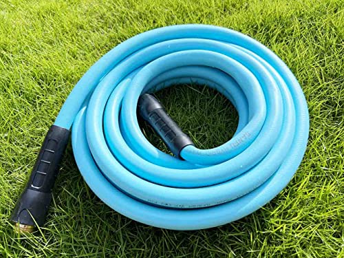 SANFU Hybrid Garden Water Hose 5/8 IN. X 50 FT, 180PSI, Lightweight, Flexible with Swivel Grip Handle Female and 3/4" GHT Solid Brass Fittings, Drinking Water Hose For RV, Azure(50')
