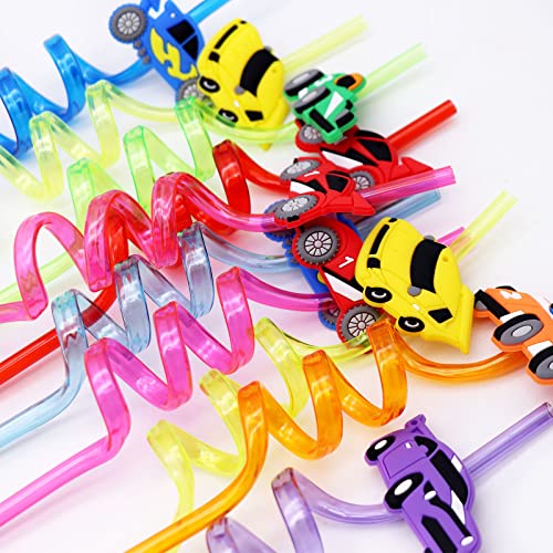 26 Packs Truck Drinking Straws For Car Themed Birthday Party Decor Supplies Reusable Straws For Truck Party Goodie Bags Gifts For Boy Kids Truck And Car Party Baby Shower Classroom Reward School Prize