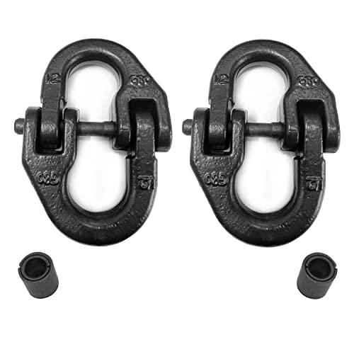 2 pc 1/2 inch Tow Hitch Safety Chain Hammer Lock with Chain Connector Link Hammerlock Coupling Link Grade 80, Black