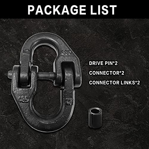 2 pc 1/2 inch Tow Hitch Safety Chain Hammer Lock with Chain Connector Link Hammerlock Coupling Link Grade 80, Black