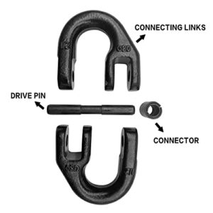 2 pc 1/2 inch Tow Hitch Safety Chain Hammer Lock with Chain Connector Link Hammerlock Coupling Link Grade 80, Black