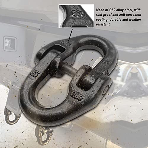 2 pc 1/2 inch Tow Hitch Safety Chain Hammer Lock with Chain Connector Link Hammerlock Coupling Link Grade 80, Black