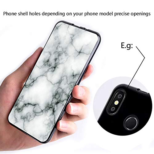 HGJTF Phone Case for ZTE Axon 40 Ultra (6.8") with 1 X Tempered Glass Screen Protector, Black Soft Silicone Anti-Drop TPU Bumper Non-Slip Shell Cover for ZTE Axon 40 Ultra - Marble