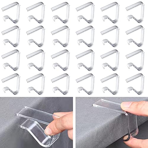 MZYOUHUO 24 Packs Clear Tablecloth Clips, Acrylic Table Cover Fasteners,Table Cloth Clamps for Christmas Home Wedding Party Indoor Outdoor Tables Picnic Accessory (Clear-Large)