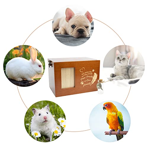 GAGILAND Pet Ashes Keepsake Box, Pet Urns for Dogs or Cats Ashes with Keepsake Vial, Funeral Wooden Pet Cremation Urns with Photo Frame, Memorial Urns for Pet Ashes Dog Cat (Large)