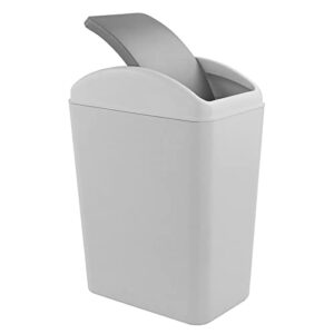 Afromy 4.2 Gallon Swing Lid Trash Can, Plastic Waste Bin Garbage with Lid, Grey