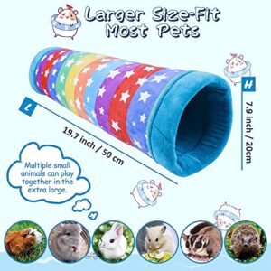 HOMEYA Guinea Pig Tunnel Kit,Pet Hideout Play Tube Hideaway Bedding+Small Animal Hammock&Cozy Bed Nest,Funny Toys and Cage Accessories for Ferret Rat Hamster Squirrel Chinchilla Sugar Glider-Rainbow