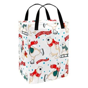 laundry baskets with handles foldable christmas polar bears print storage hamper for adult kids teen bedrooms bathroom dirty clothes sorter