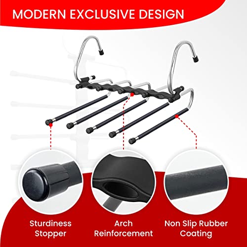 [Upgrade] Pant Organizer for Closet (2 PK) Multi-Functional Pants Rack with Stopper Horizontal/Versatile Collapsible Pants Hangers for Closet Pants Hangers Space Saving