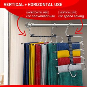 [Upgrade] Pant Organizer for Closet (2 PK) Multi-Functional Pants Rack with Stopper Horizontal/Versatile Collapsible Pants Hangers for Closet Pants Hangers Space Saving