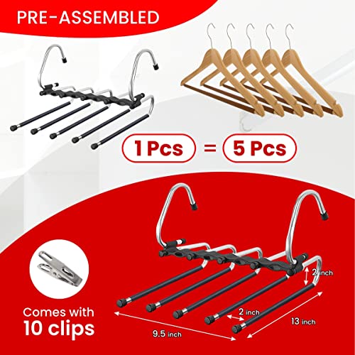 [Upgrade] Pant Organizer for Closet (2 PK) Multi-Functional Pants Rack with Stopper Horizontal/Versatile Collapsible Pants Hangers for Closet Pants Hangers Space Saving